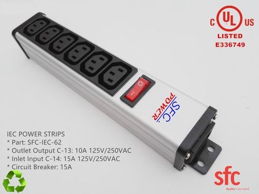 गुणवत्ता  6 Outlet Flat Plug Power Strip Metal PDU With Overload Protector IEC Approved फैक्टरी